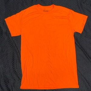 Gilden Bright fluorescent Orange Tee Shirt Size Small